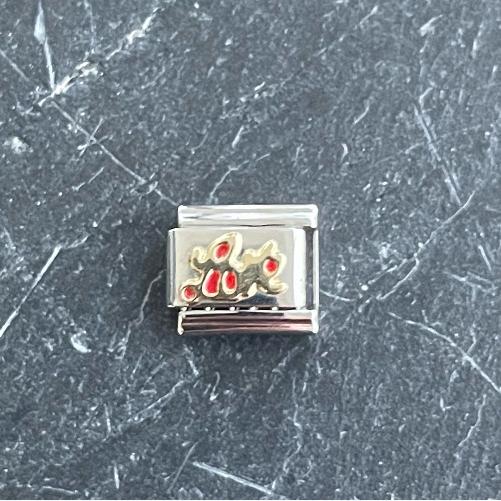 Morellato Stainless Steel and Gold Charm with LOVE ❤️ in script Red Accents